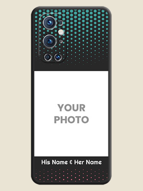 Custom Faded Dots with Grunge Photo Frame and Text on Space Black Custom Soft Matte Phone Cases - Oneplus 9 Pro 5G - alternate view