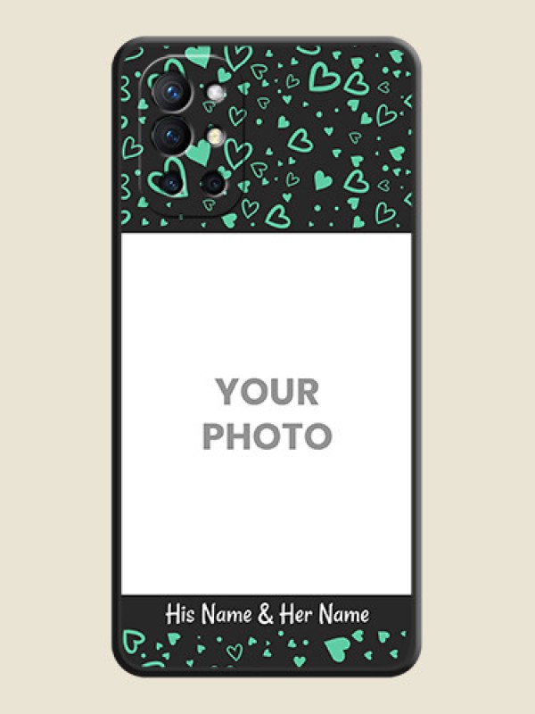 Custom Sea Green Indefinite Love Pattern on Photo on Space Black Soft Matte Mobile Cover - Oneplus 9R 5G - alternate view