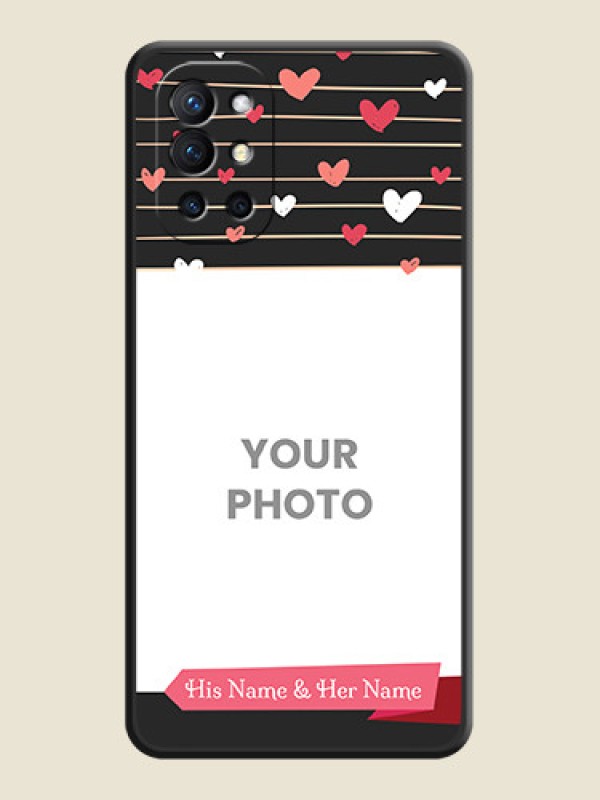 Custom Love Pattern with Name on Pink Ribbon  on Photo on Space Black Soft Matte Back Cover - Oneplus 9R 5G - alternate view