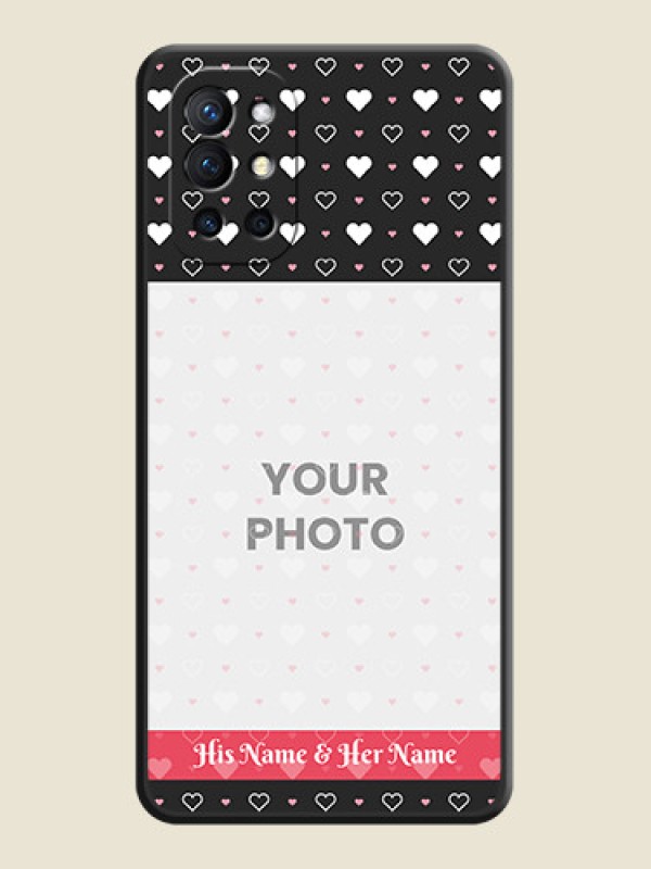 Custom White Color Love Symbols with Text Design on Photo on Space Black Soft Matte Phone Cover - Oneplus 9R 5G - alternate view