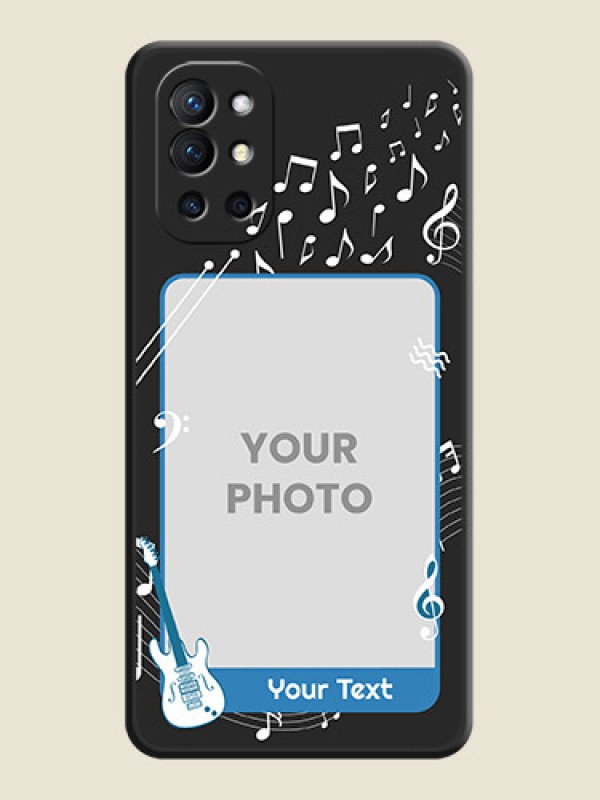 Custom Musical Theme Design with Text on Photo on Space Black Soft Matte Mobile Case - Oneplus 9R 5G - alternate view