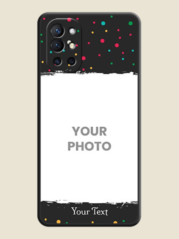 Custom Multicolor Dotted Pattern with Text on Space Black Custom Soft Matte Phone Back Cover - Oneplus 9R 5G - alternate view