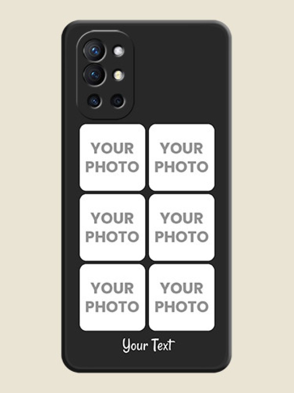 Custom Floral Art with 6 Image Holder on Photo on Space Black Soft Matte Mobile Case - Oneplus 9R 5G - alternate view