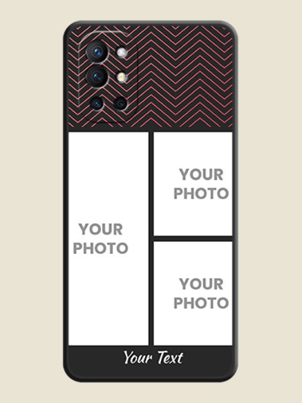 Custom Wave Pattern with 3 Image Holder on Space Black Custom Soft Matte Back Cover - Oneplus 9R 5G - alternate view