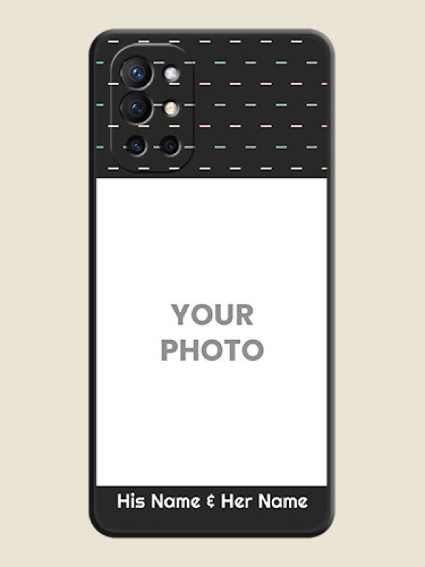 Custom Line Pattern Design with Text on Space Black Custom Soft Matte Phone Back Cover - Oneplus 9R 5G - alternate view