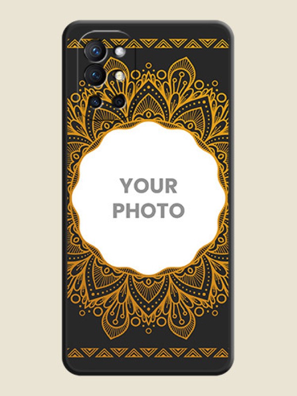 Custom Round Image with Floral Design on Photo on Space Black Soft Matte Mobile Cover - Oneplus 9R 5G - alternate view