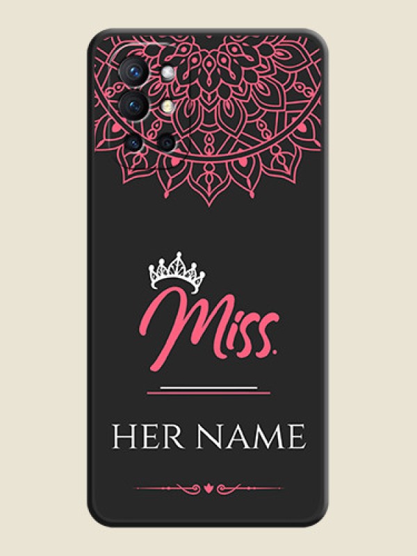 Custom Mrs Name with Floral Design on Space Black Personalized Soft Matte Phone Covers - Oneplus 9R 5G - alternate view