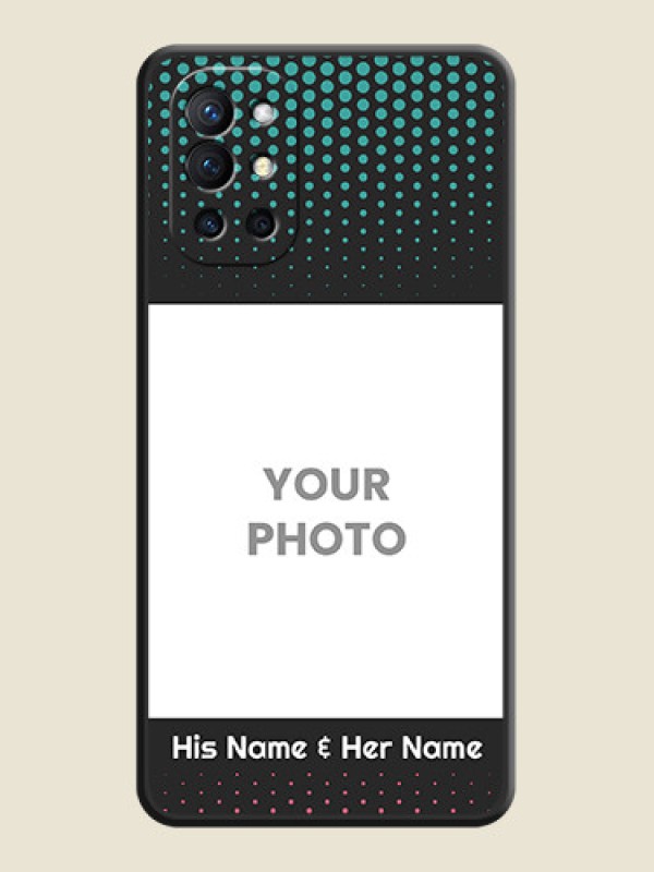 Custom Faded Dots with Grunge Photo Frame and Text on Space Black Custom Soft Matte Phone Cases - Oneplus 9R 5G - alternate view