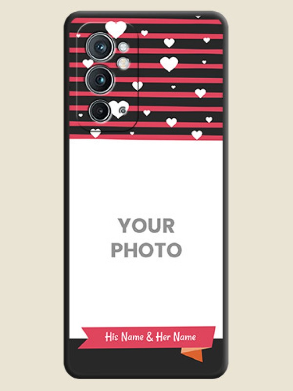 Custom White Color Love Symbols with Pink Lines Pattern on Space Black Custom Soft Matte Phone Cases - OnePlus 9RT 5G - alternate view