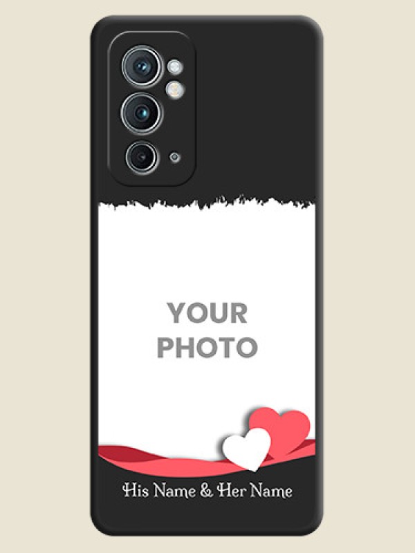 Custom Pin Color Love Shaped Ribbon Design with Text on Space Black Custom Soft Matte Phone Back Cover - OnePlus 9RT 5G - alternate view