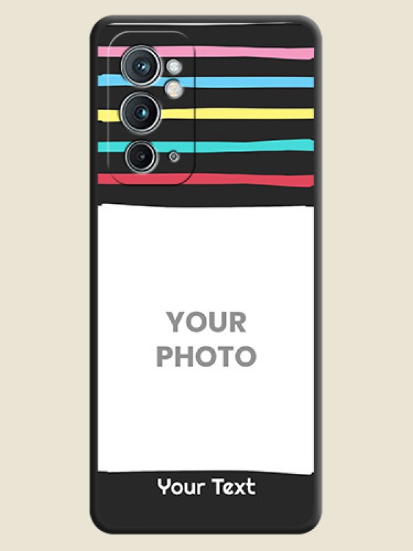 Custom Multicolor Lines with Image on Space Black Personalized Soft Matte Phone Covers - OnePlus 9RT 5G - alternate view