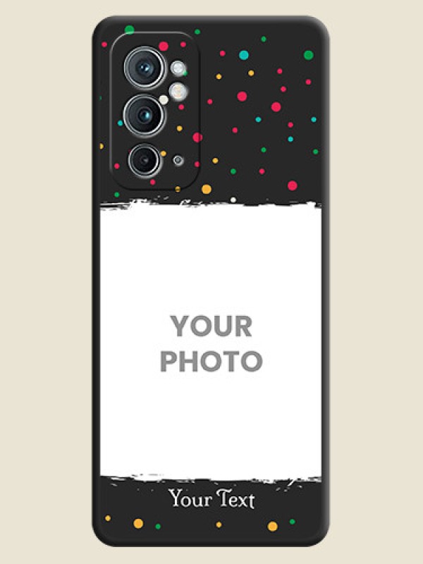 Custom Multicolor Dotted Pattern with Text on Space Black Custom Soft Matte Phone Back Cover - OnePlus 9RT 5G - alternate view