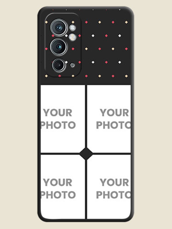 Custom Multicolor Dotted Pattern with 4 Image Holder on Space Black Custom Soft Matte Phone Cases - OnePlus 9RT 5G - alternate view
