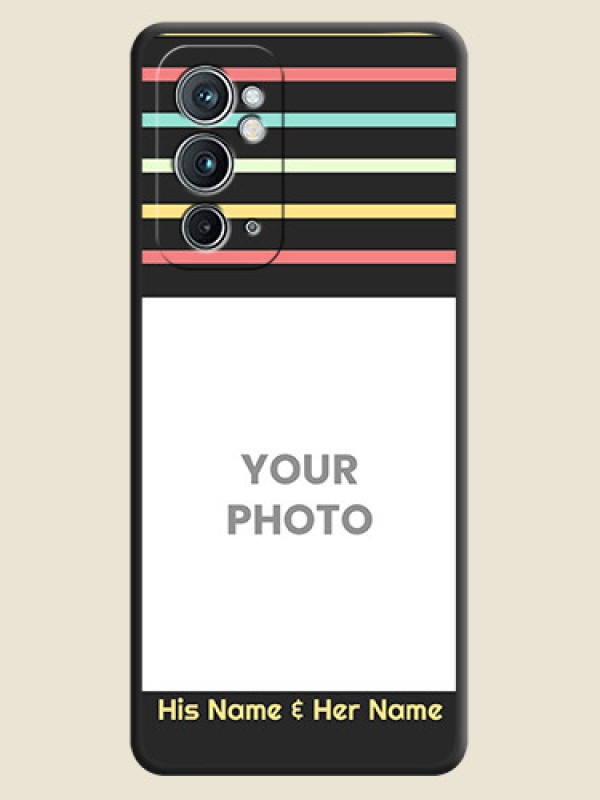 Custom Color Stripes with Photo and Text on Photo on Space Black Soft Matte Mobile Case - OnePlus 9RT 5G - alternate view