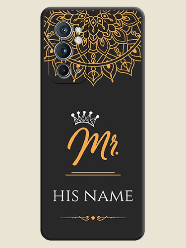 Custom Mr Name with Floral Design  on Personalised Space Black Soft Matte Cases - OnePlus 9RT 5G - alternate view