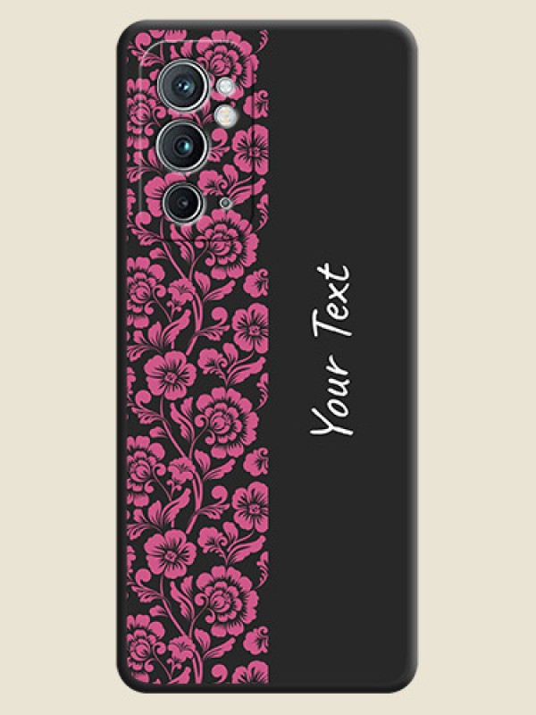 Custom Pink Floral Pattern Design With Custom Text On Space Black Personalized Soft Matte Phone Covers -Oneplus 9Rt 5G - alternate view