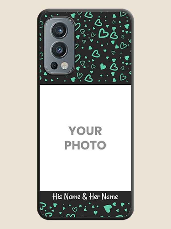 Custom Sea Green Indefinite Love Pattern on Photo on Space Black Soft Matte Mobile Cover - OnePlus Nord 2 5G - alternate view