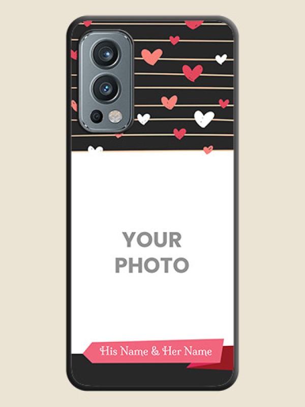 Custom Love Pattern with Name on Pink Ribbon  on Photo on Space Black Soft Matte Back Cover - OnePlus Nord 2 5G - alternate view