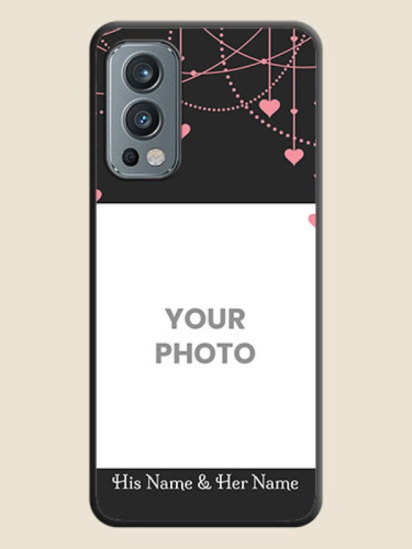 Custom Pink Love Hangings with Text on Space Black Custom Soft Matte Back Cover - OnePlus Nord 2 5G - alternate view