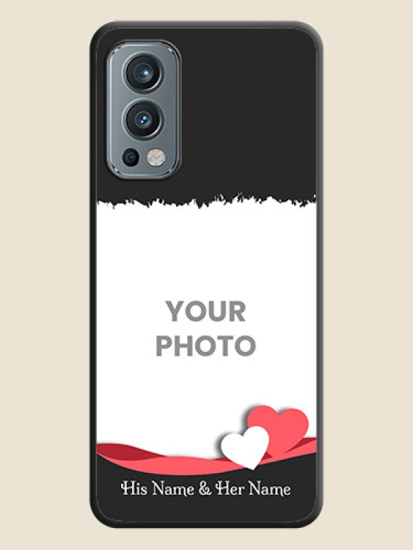 Custom Pin Color Love Shaped Ribbon Design with Text on Space Black Custom Soft Matte Phone Back Cover - OnePlus Nord 2 5G - alternate view