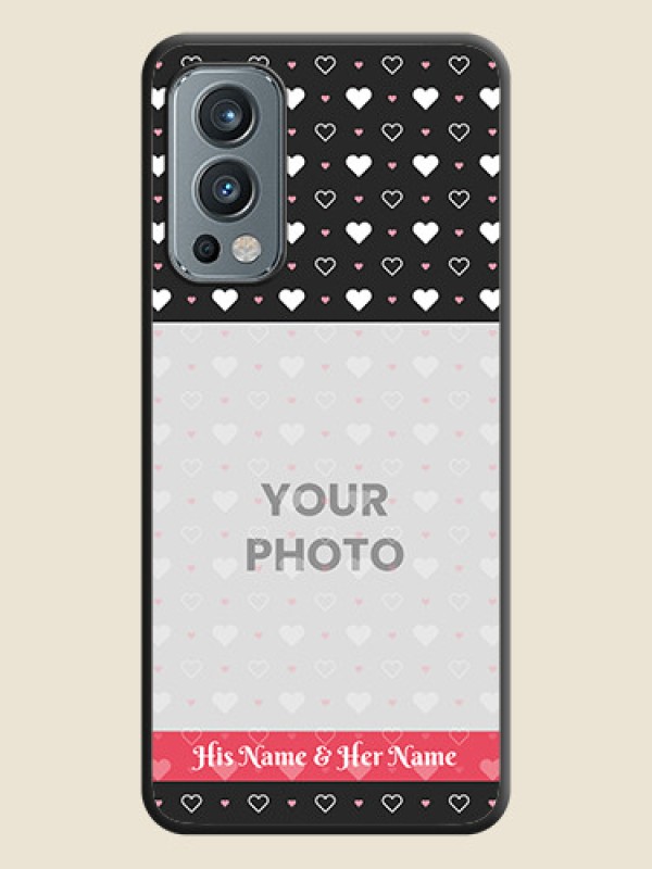 Custom White Color Love Symbols with Text Design on Photo on Space Black Soft Matte Phone Cover - OnePlus Nord 2 5G - alternate view