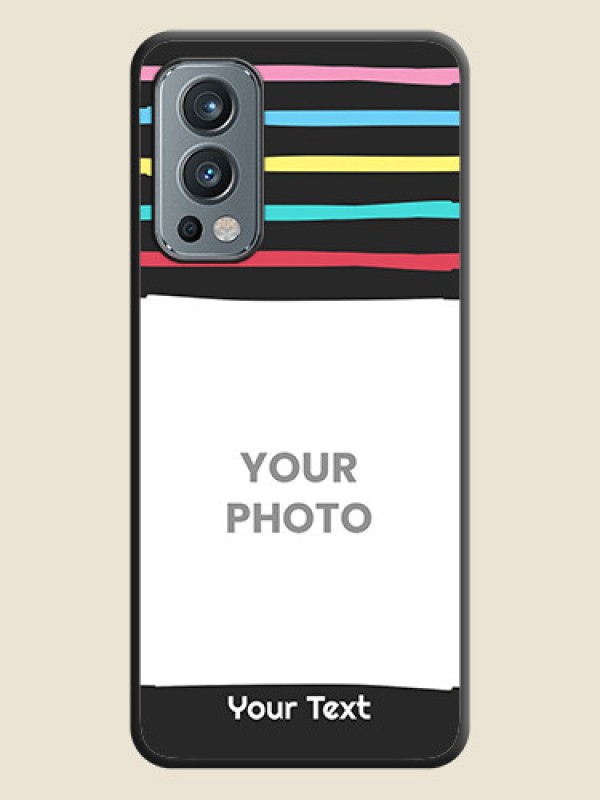 Custom Multicolor Lines with Image on Space Black Personalized Soft Matte Phone Covers - OnePlus Nord 2 5G - alternate view