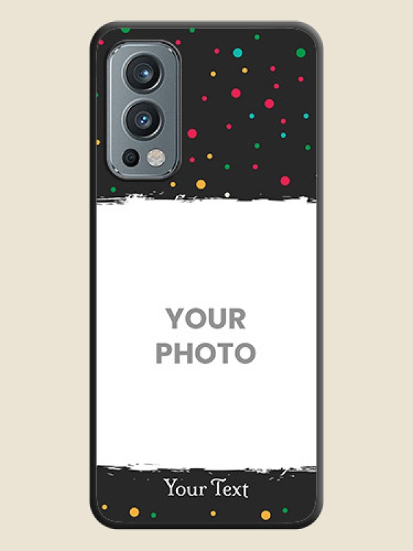 Custom Multicolor Dotted Pattern with Text on Space Black Custom Soft Matte Phone Back Cover - OnePlus Nord 2 5G - alternate view