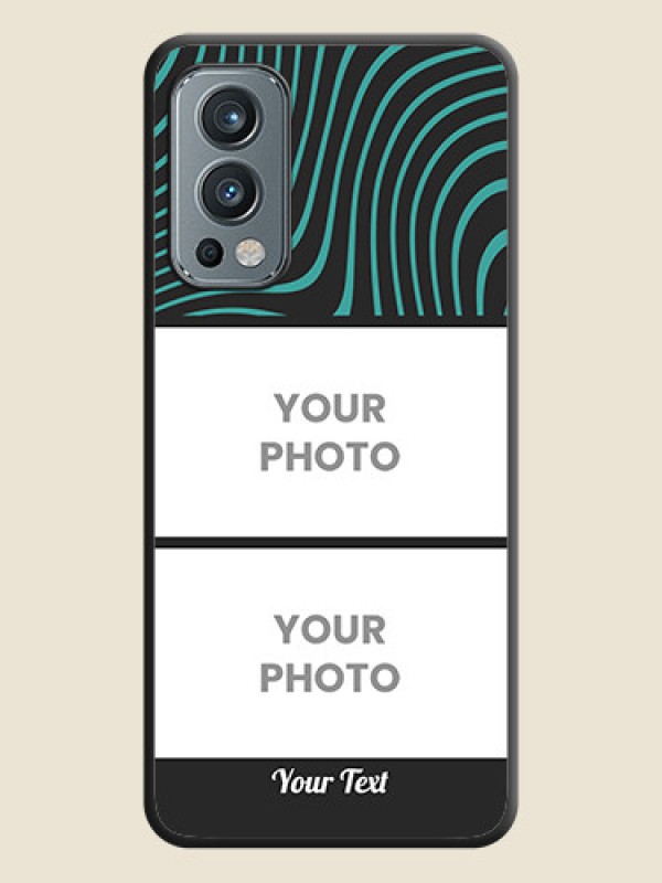 Custom Wave Pattern with 2 Image Holder on Space Black Personalized Soft Matte Phone Covers - OnePlus Nord 2 5G - alternate view