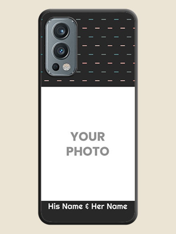 Custom Line Pattern Design with Text on Space Black Custom Soft Matte Phone Back Cover - OnePlus Nord 2 5G - alternate view