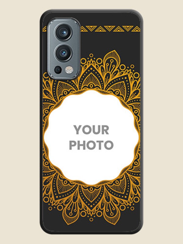 Custom Round Image with Floral Design on Photo on Space Black Soft Matte Mobile Cover - OnePlus Nord 2 5G - alternate view