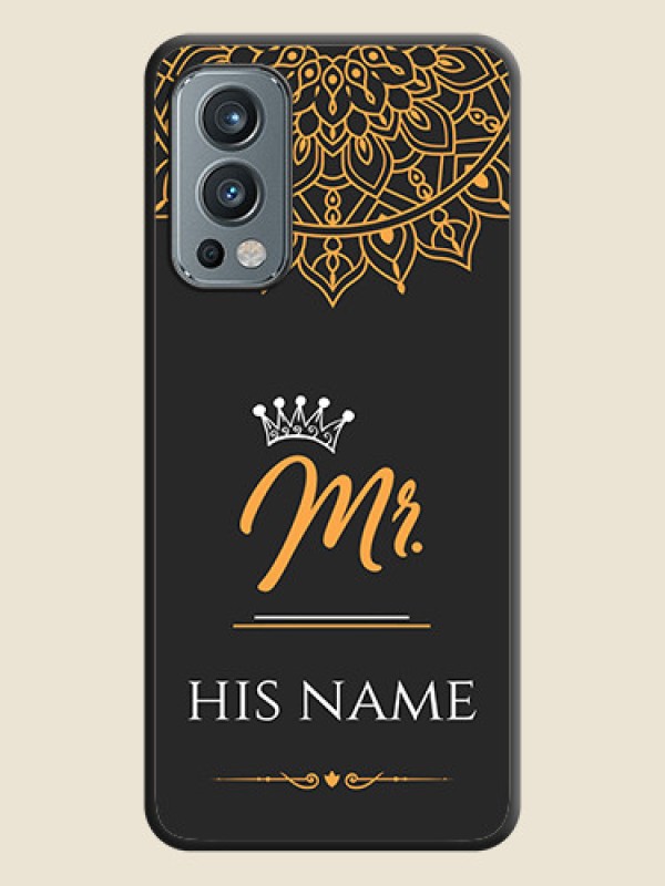 Custom Mr Name with Floral Design  on Personalised Space Black Soft Matte Cases - OnePlus Nord 2 5G - alternate view