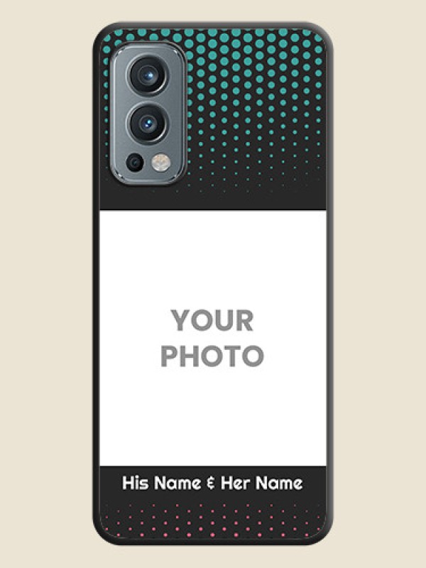 Custom Faded Dots with Grunge Photo Frame and Text on Space Black Custom Soft Matte Phone Cases - OnePlus Nord 2 5G - alternate view