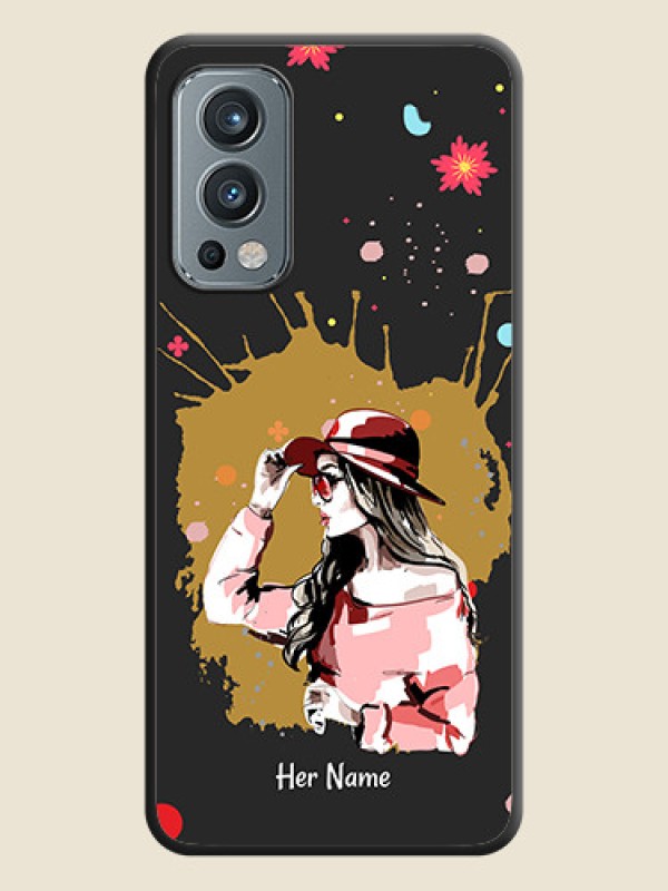 Custom Mordern Lady With Color Splash Background With Custom Text On Space Black Personalized Soft Matte Phone Covers -Oneplus Nord 2 5G - alternate view