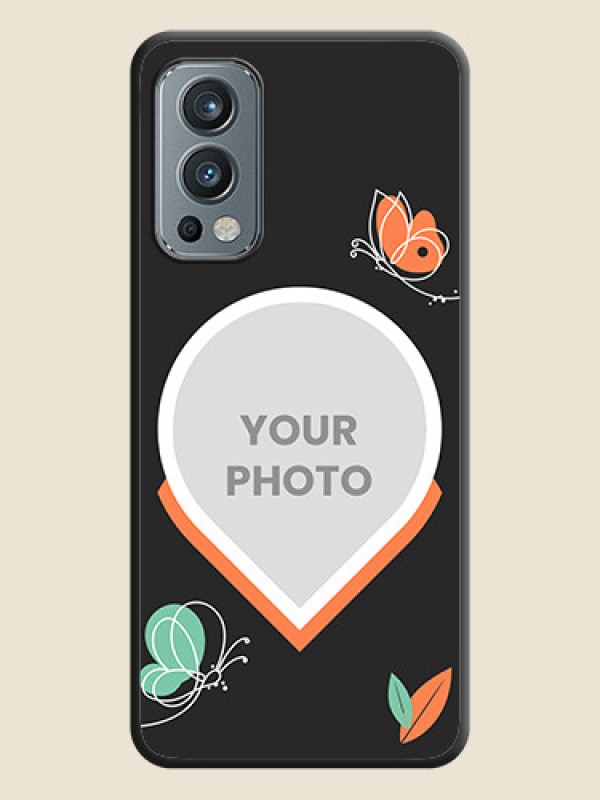 Custom Upload Pic With Simple Butterly Design On Space Black Personalized Soft Matte Phone Covers -Oneplus Nord 2 5G - alternate view