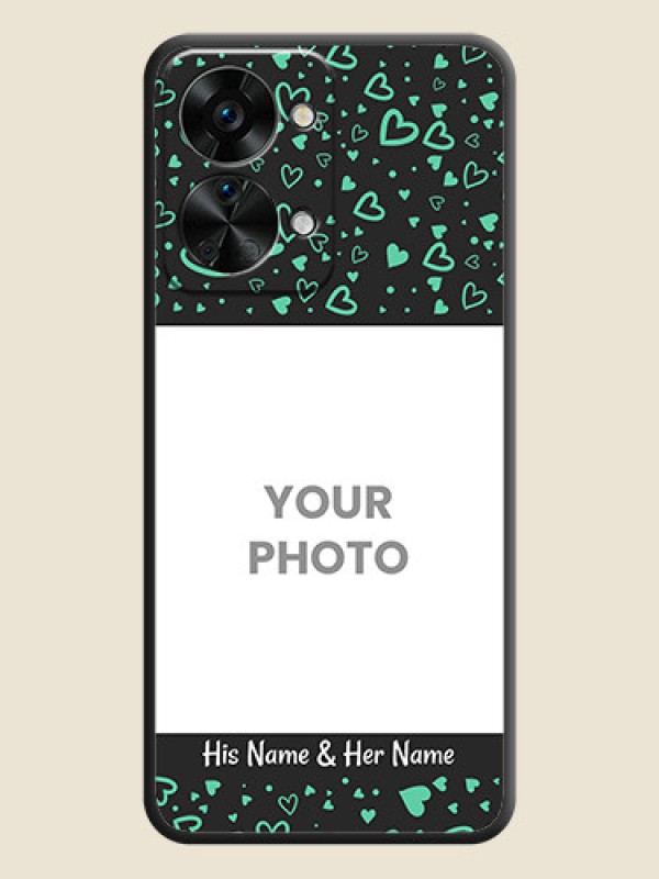 Custom Sea Green Indefinite Love Pattern on Photo on Space Black Soft Matte Mobile Cover - OnePlus Nord 2T 5G - alternate view