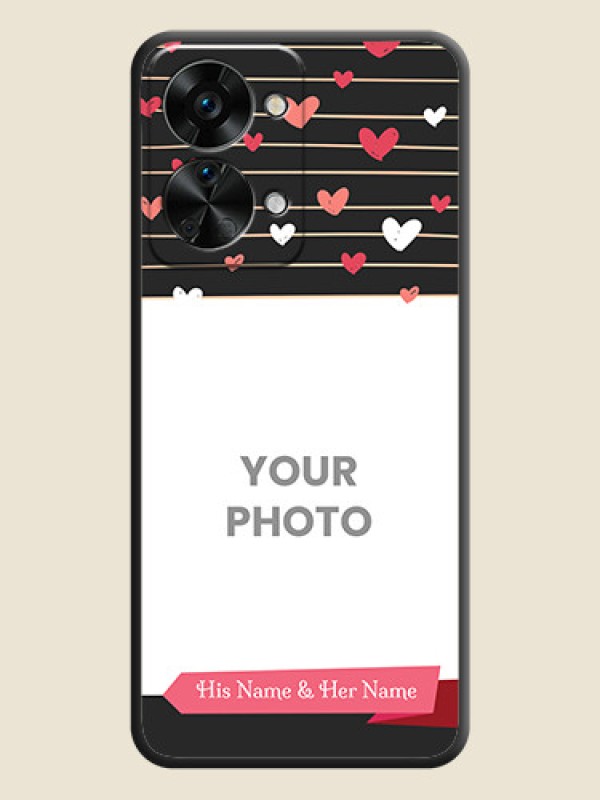 Custom Love Pattern with Name on Pink Ribbon  on Photo on Space Black Soft Matte Back Cover - OnePlus Nord 2T 5G - alternate view
