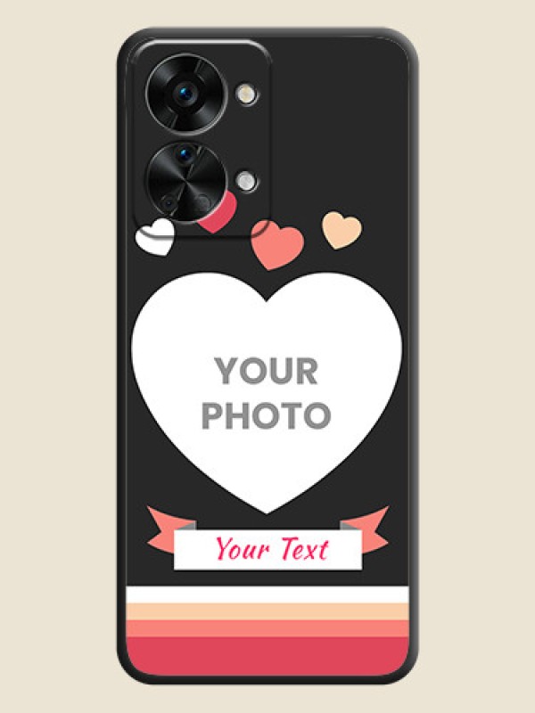 Custom Love Shaped Photo with Colorful Stripes on Personalised Space Black Soft Matte Cases - OnePlus Nord 2T 5G - alternate view