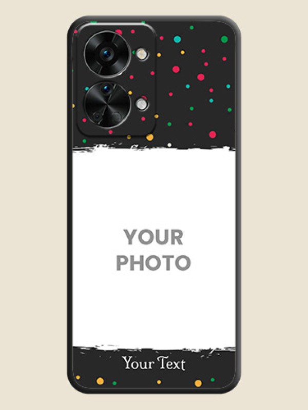 Custom Multicolor Dotted Pattern with Text on Space Black Custom Soft Matte Phone Back Cover - OnePlus Nord 2T 5G - alternate view