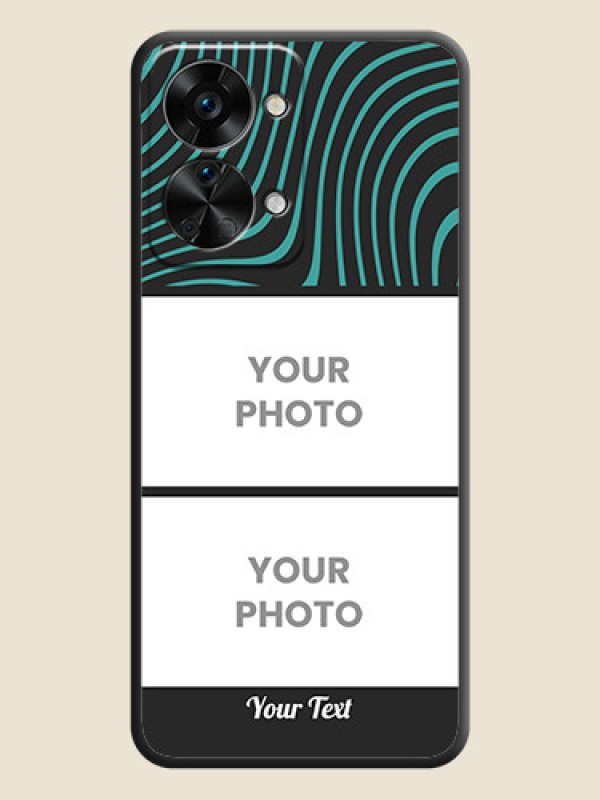 Custom Wave Pattern with 2 Image Holder on Space Black Personalized Soft Matte Phone Covers - OnePlus Nord 2T 5G - alternate view