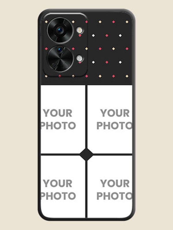 Custom Multicolor Dotted Pattern with 4 Image Holder on Space Black Custom Soft Matte Phone Cases - OnePlus Nord 2T 5G - alternate view