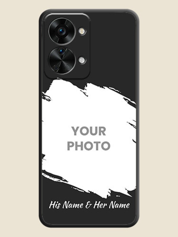 Custom Grunge Brush Strokes on Photo on Space Black Soft Matte Back Cover - OnePlus Nord 2T 5G - alternate view