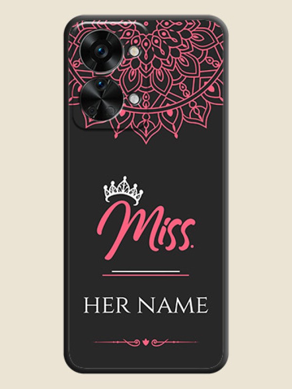 Custom Mrs Name with Floral Design on Space Black Personalized Soft Matte Phone Covers - OnePlus Nord 2T 5G - alternate view