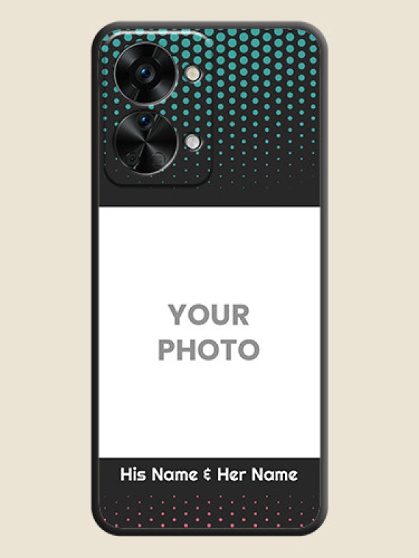 Custom Faded Dots with Grunge Photo Frame and Text on Space Black Custom Soft Matte Phone Cases - OnePlus Nord 2T 5G - alternate view