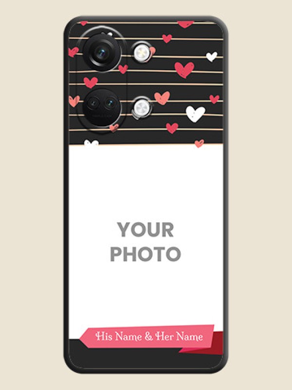 Custom Love Pattern with Name on Pink Ribbon - Photo on Space Black Soft Matte Back Cover - OnePlus Nord 3 5G - alternate view