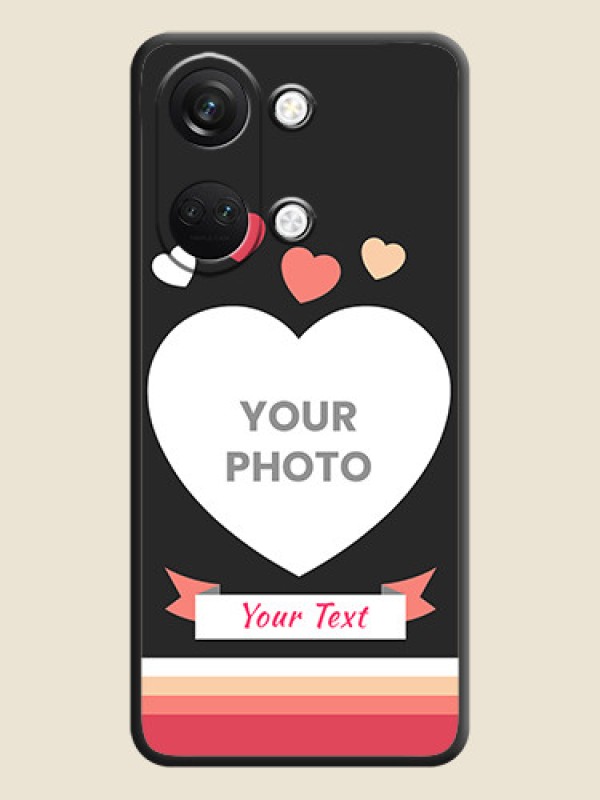 Custom Love Shaped Photo with Colorful Stripes on Personalised Space Black Soft Matte Cases - OnePlus Nord 3 5G - alternate view