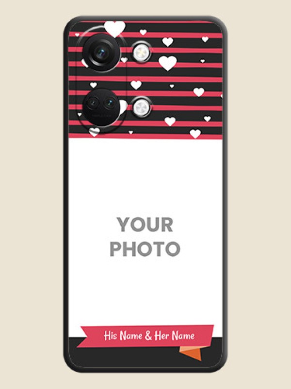 Custom White Color Love Symbols with Pink Lines Pattern on Space Black Custom Soft Matte Phone Cases - OnePlus Nord 3 5G - alternate view