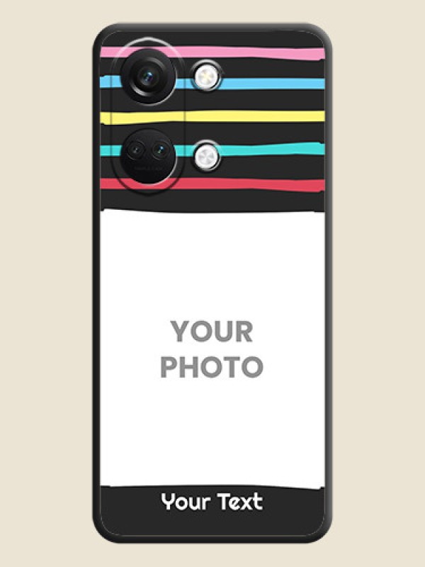 Custom Multicolor Lines with Image on Space Black Personalized Soft Matte Phone Covers - OnePlus Nord 3 5G - alternate view