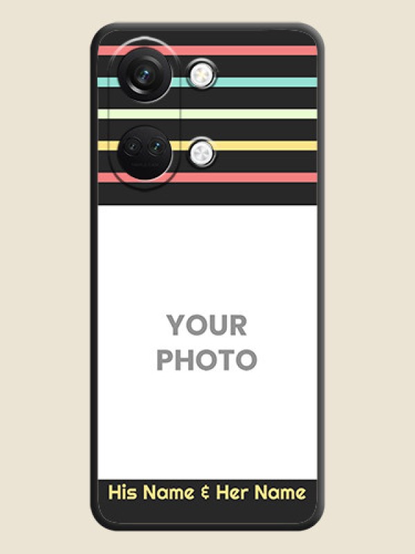 Custom Color Stripes with Photo and Text - Photo on Space Black Soft Matte Mobile Case - OnePlus Nord 3 5G - alternate view