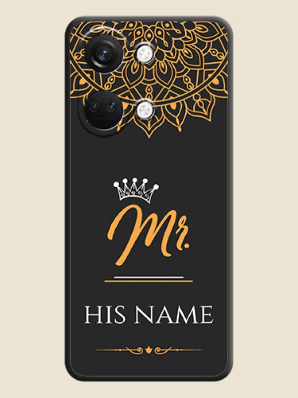 Custom Mr Name with Floral Design on Personalised Space Black Soft Matte Cases - OnePlus Nord 3 5G - alternate view