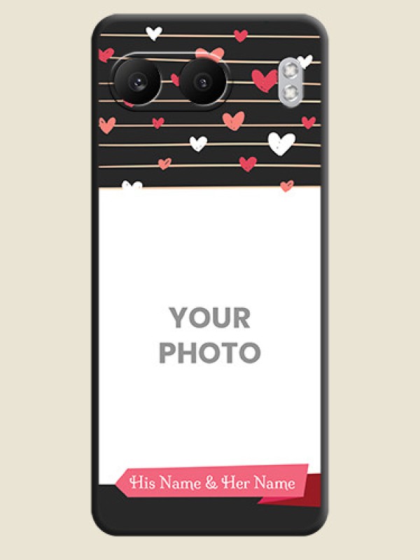 Custom Love Pattern with Name on Pink Ribbon on Photo On Space Black Custom Soft Matte Mobile Back Cover - Nord 4 5G - alternate view